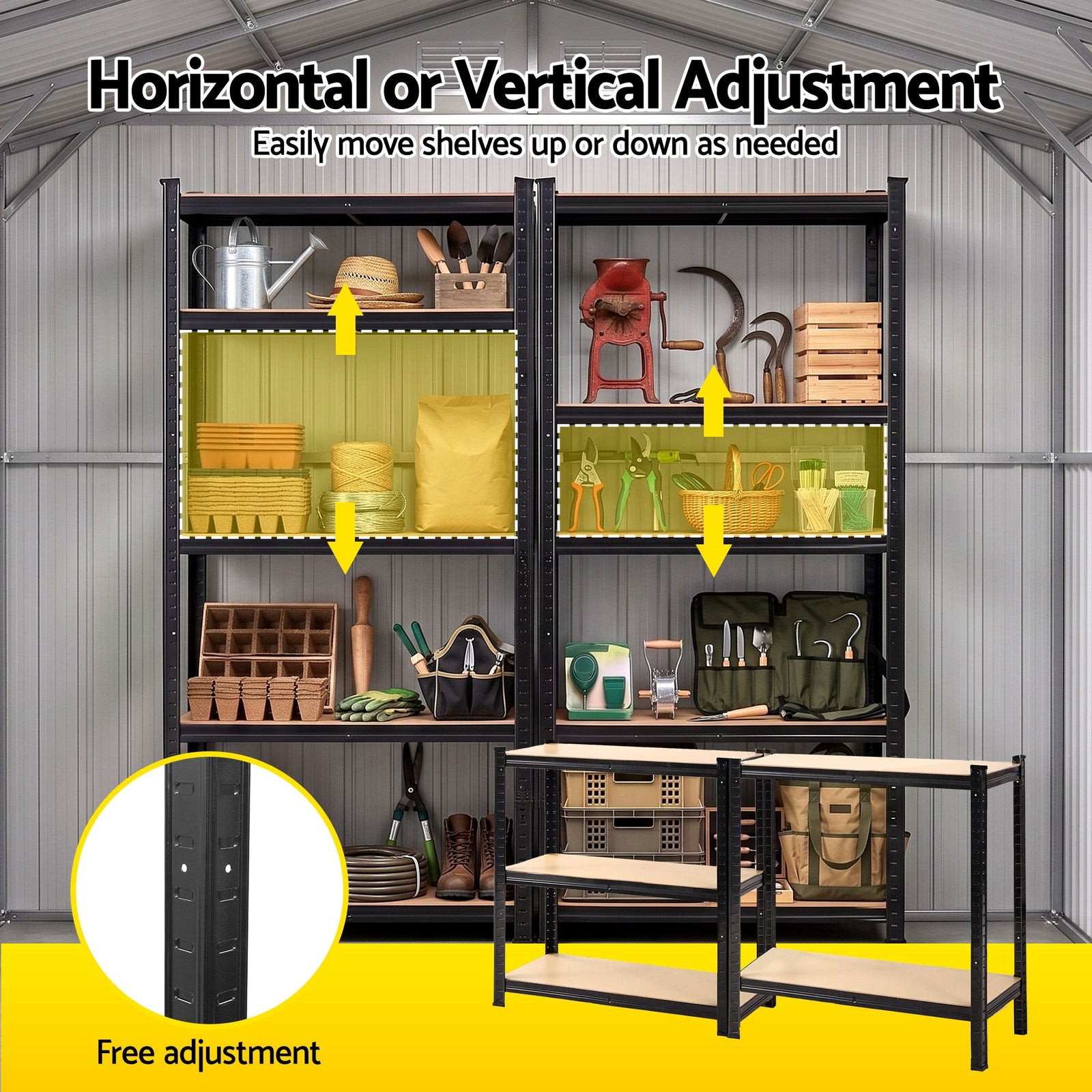 Giantz Garden Shed 3x5.38m Outdoor Tool Storage 2X 5-Tier Garage Shelving Rack