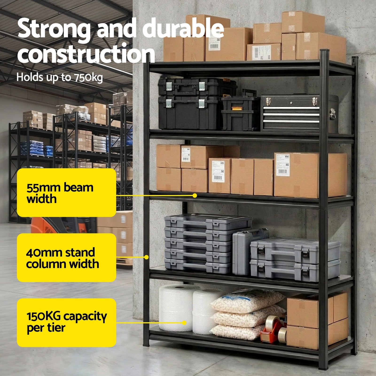 Giantz Garage Shelving 1.8X1.2m Warehouse Rack Storage Shelves Workshop Racks Steel