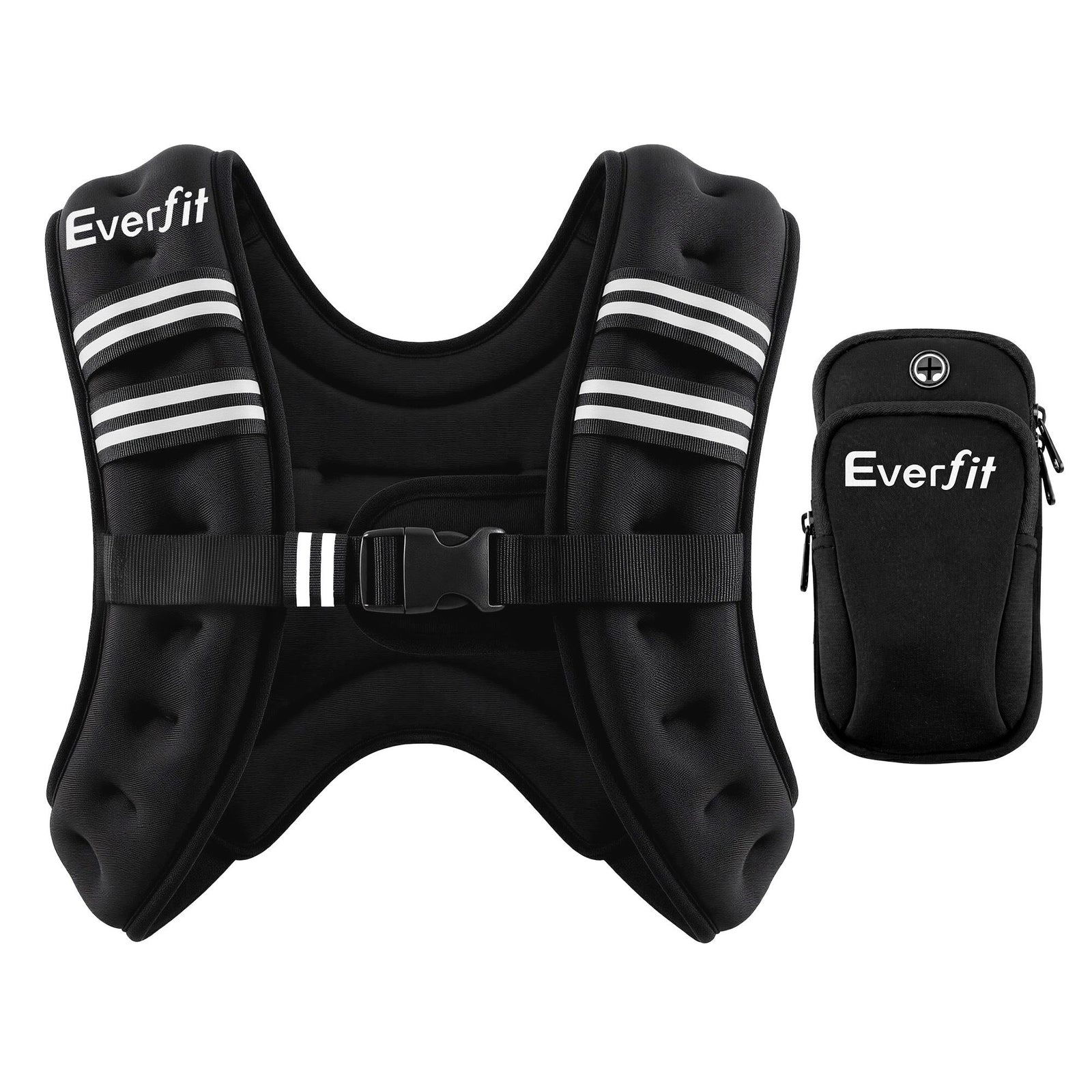 Everfit 5kg Weighted Vest Men Women, Reflective Running Vest with Armband Pouch