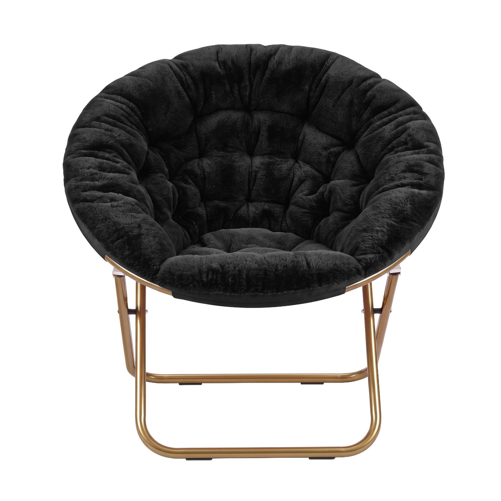 Artiss Cozy Saucer Chair Soft Faux Fur Folding Accent Chair for Bedroom Black