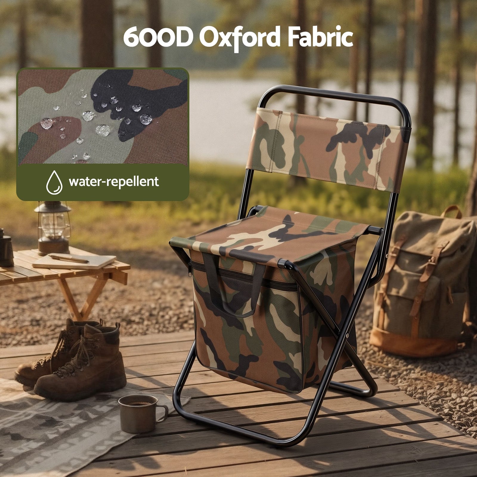 Weisshorn Camping Chair Storage Bag Foldable 600D Oxford Iron Camo 60CM