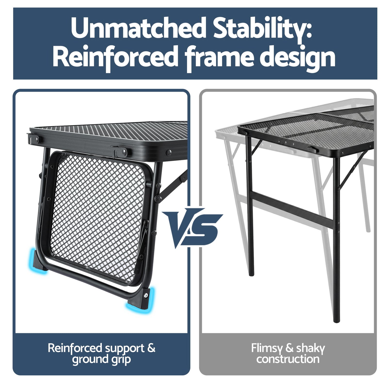 Weisshorn Camping Table Mesh Desktop Lightweight Portable Outdoor Folding Grill Desk