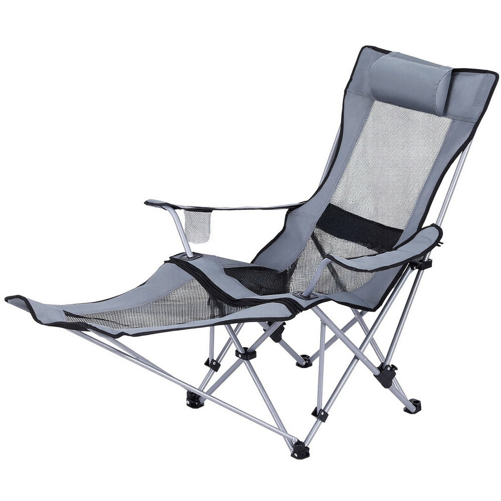 Weisshorn Camping Chair Adjustable Reclining Portable Outdoor Folding Chair Grey
