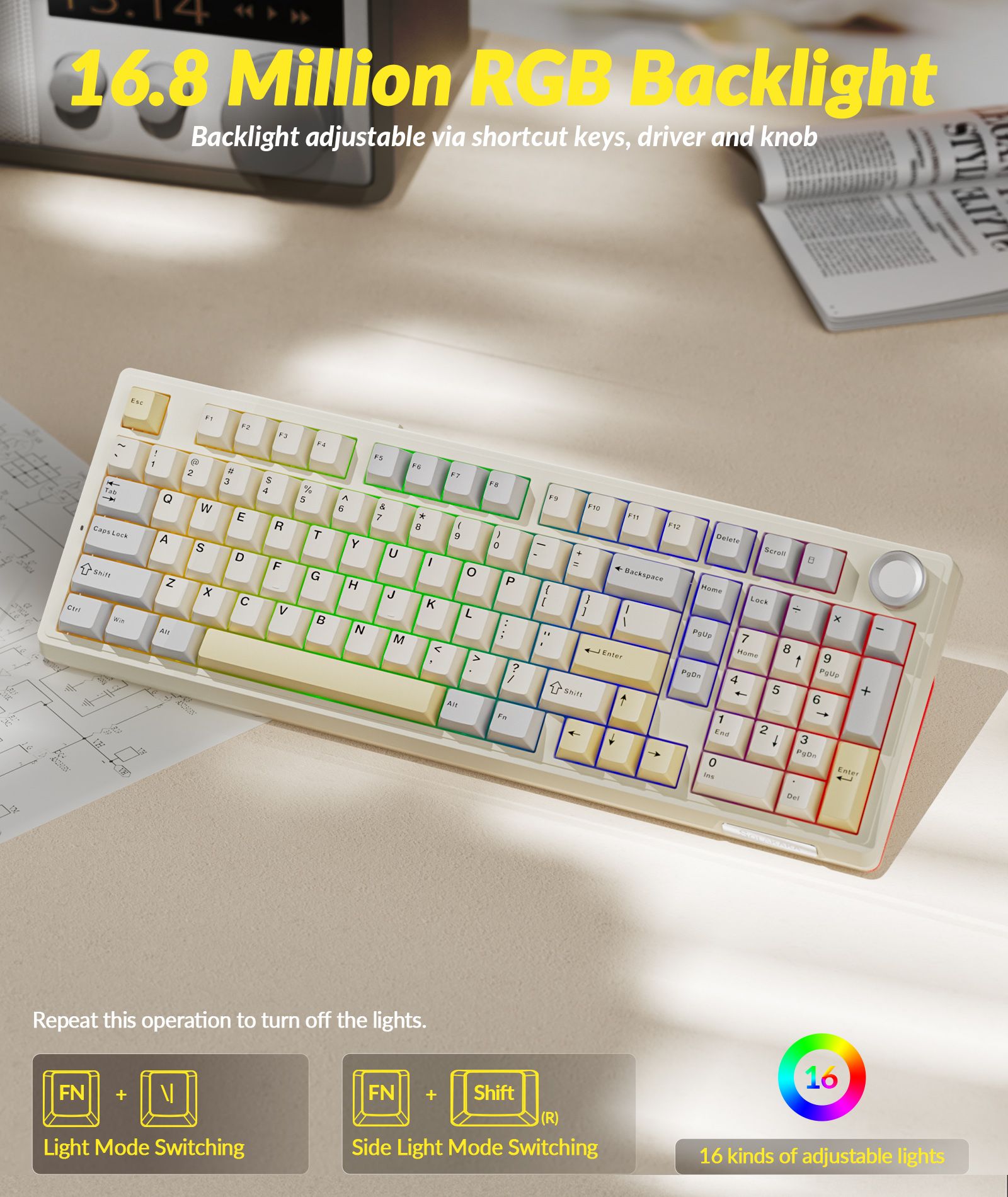 SOLAKAKA Ki99 Pro 99-Key Gasket Mechanical Keyboard Tri-Mode Hot-Swap Knob