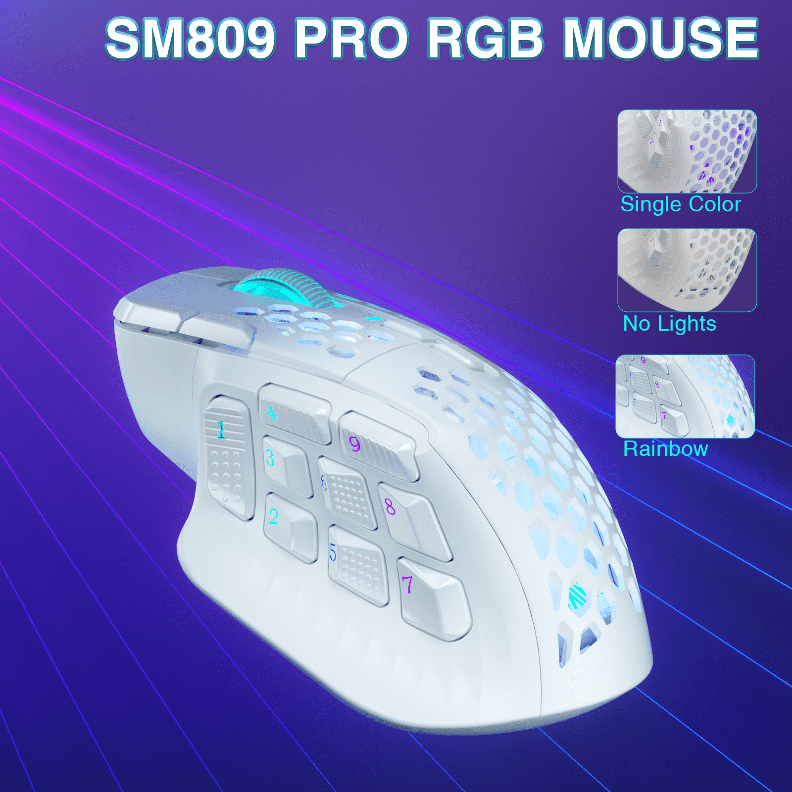 SOLAKAKA Wireless MMO Gaming Mouse 16 Buttons Bluetooth 24000 DPI RGB