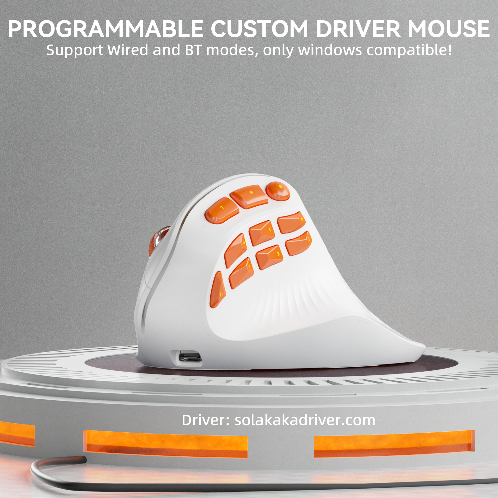 SOLAKAKA E9 Pro Vertical MMO Mouse Tri-Mode 36000 DPI 8000Hz PAW3395