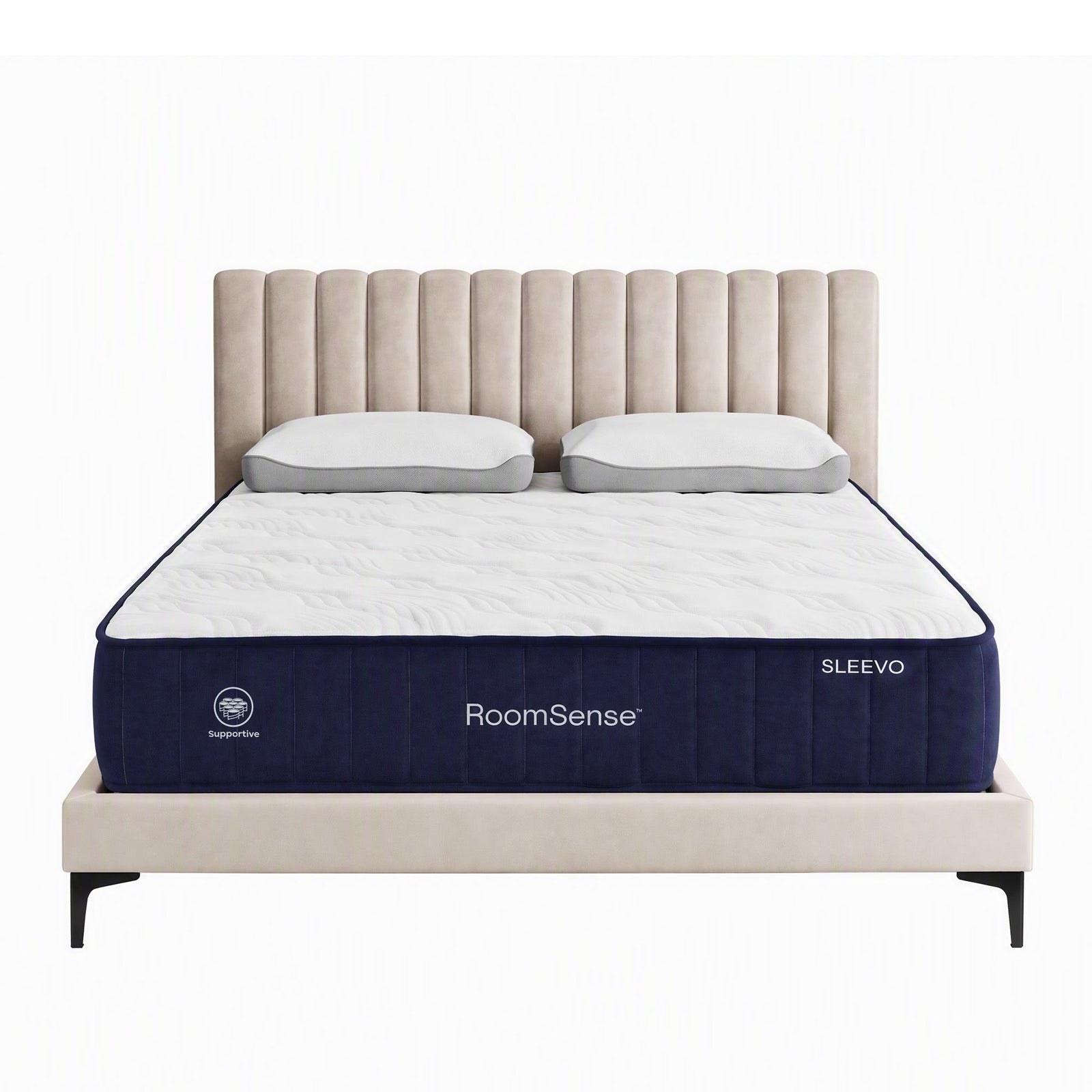 RoomSense Queen 26cm Firm Mattress Bundle with 2 Dual-Sided Cooling Pillows