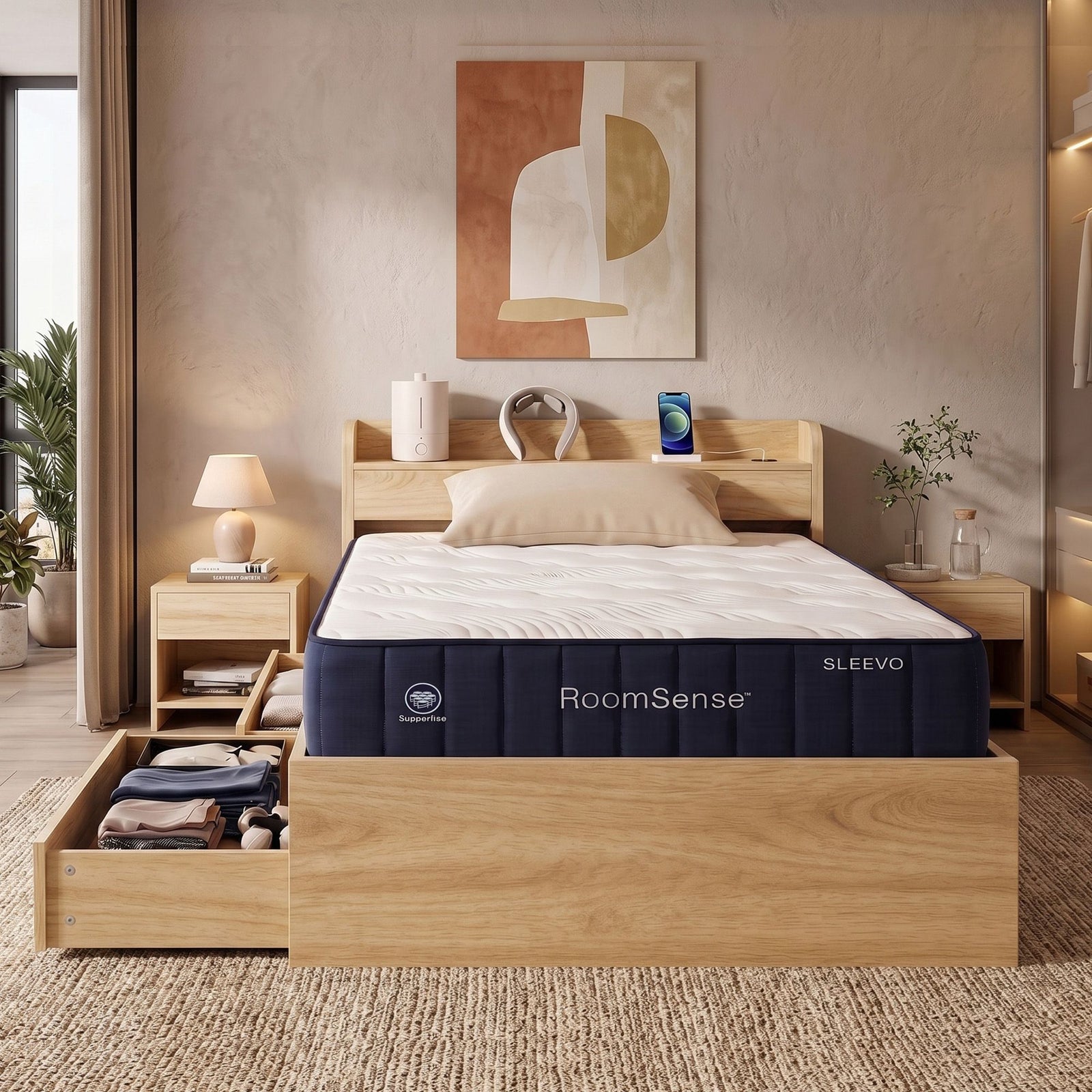 RoomSense Single Firm Mattress 26cm Bundle with Storage Bed Frame