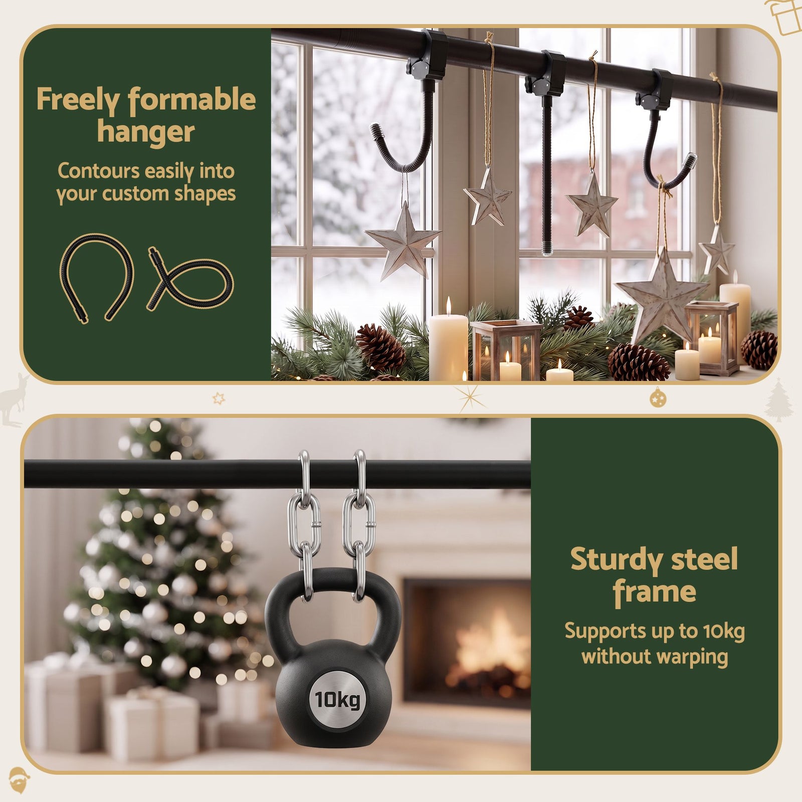 Jingle Jollys Christmas Garland Hook Wreath Hanger Fits 85-160CM Door No Drill