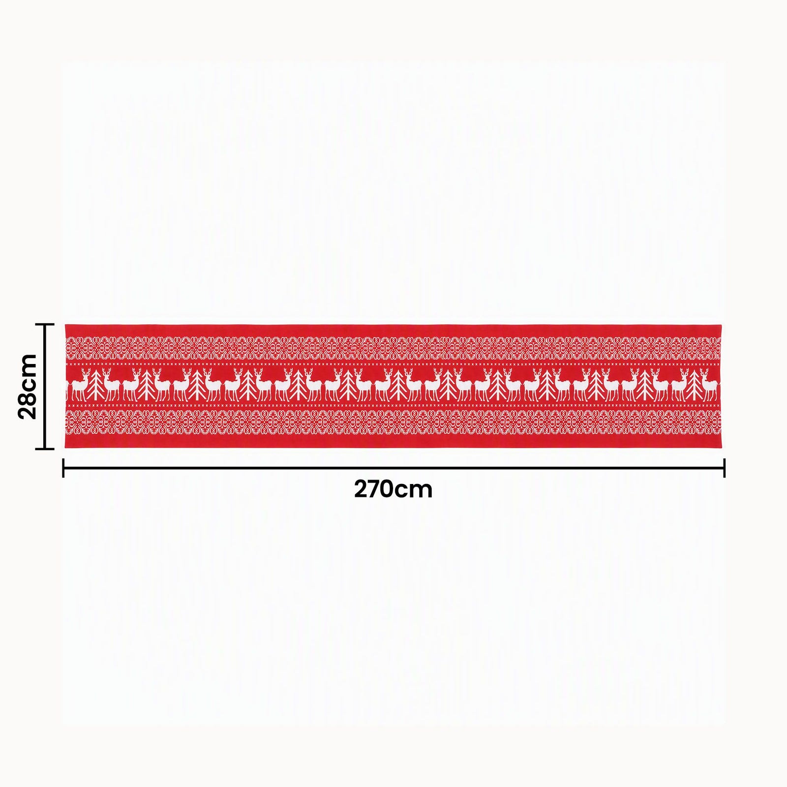 Jingle Jollys Christmas Table Runner Reindeers 270x28CM Dining Party Decor Red