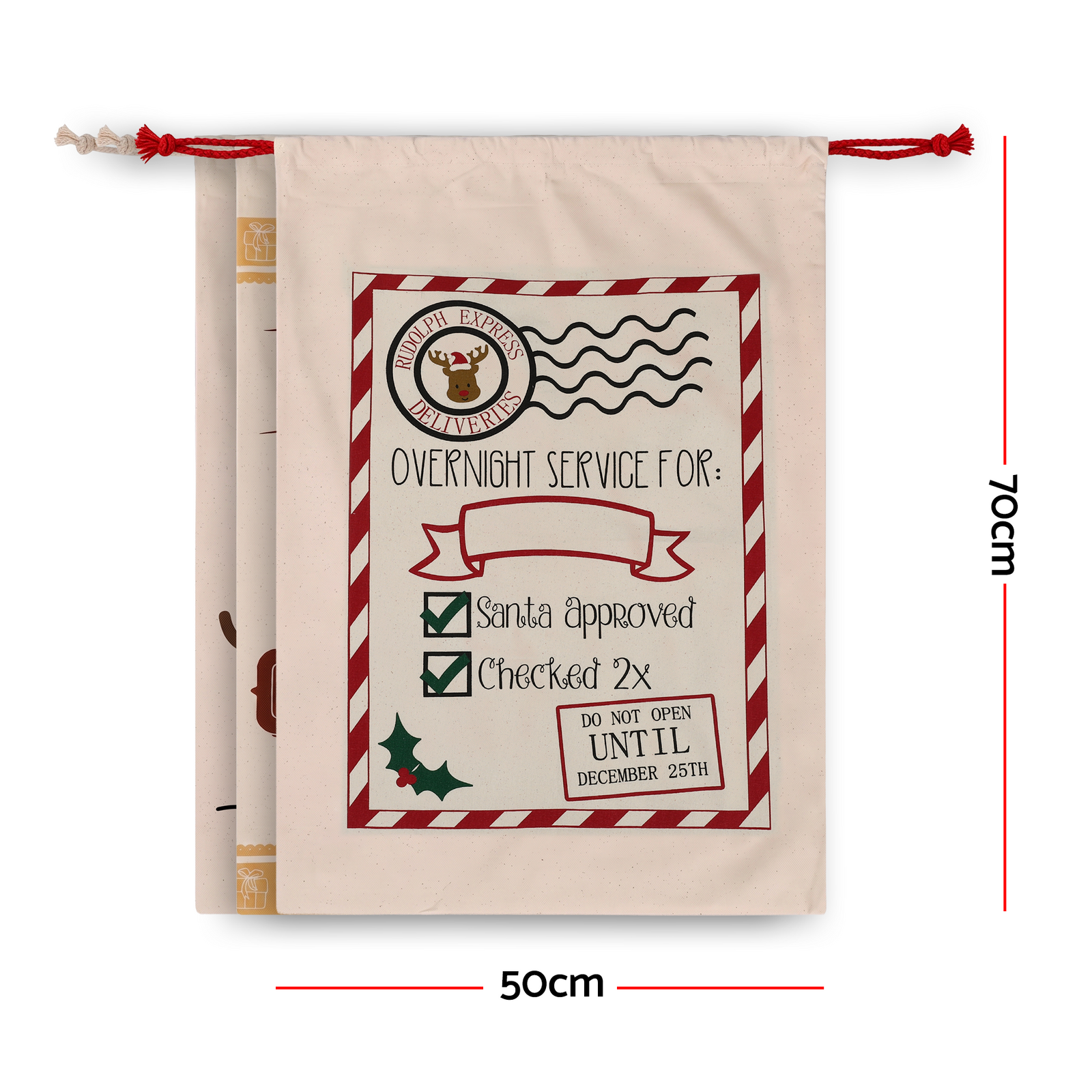 Jingle Jollys 3PCS Christmas Santa Sacks Large Reusable Personalised Canvas Gift Storage Bags