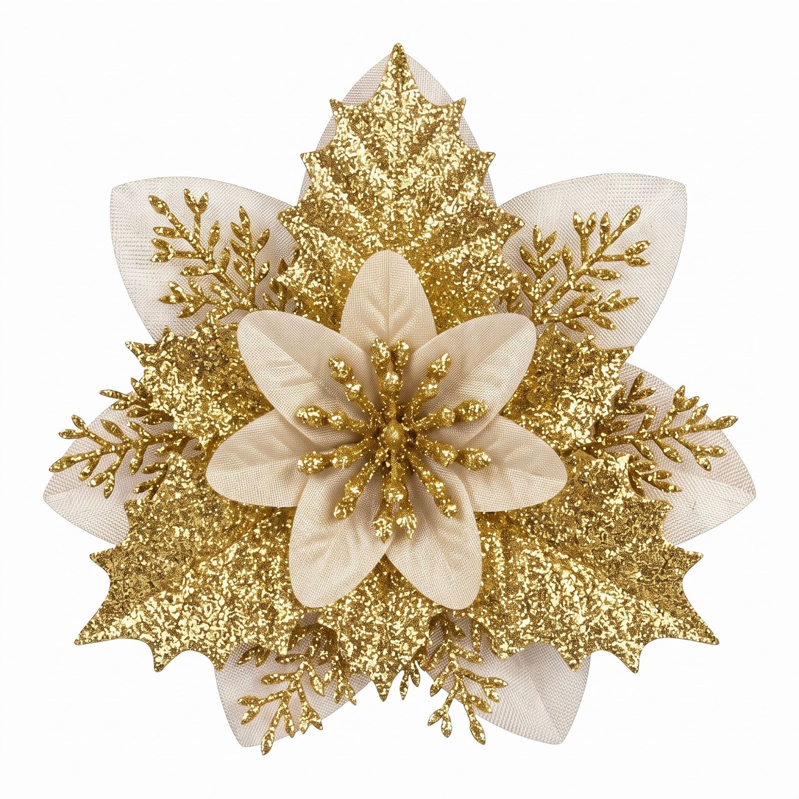 Jingle Jollys 10Pcs Christmas Tree Flower Set Garland Wreath Poinsettia Decorations