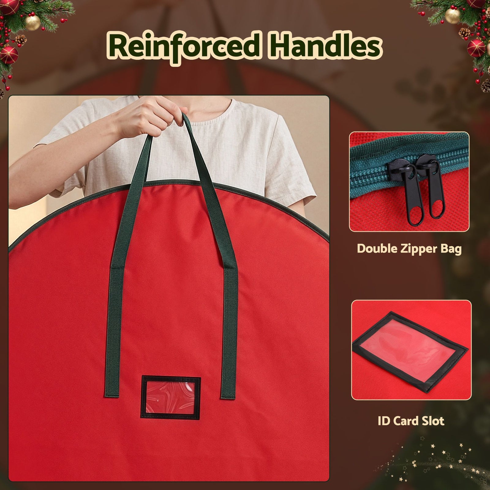 Jingle Jollys Christmas Garland Wreath Storage Bag Baubles Ornaments Container
