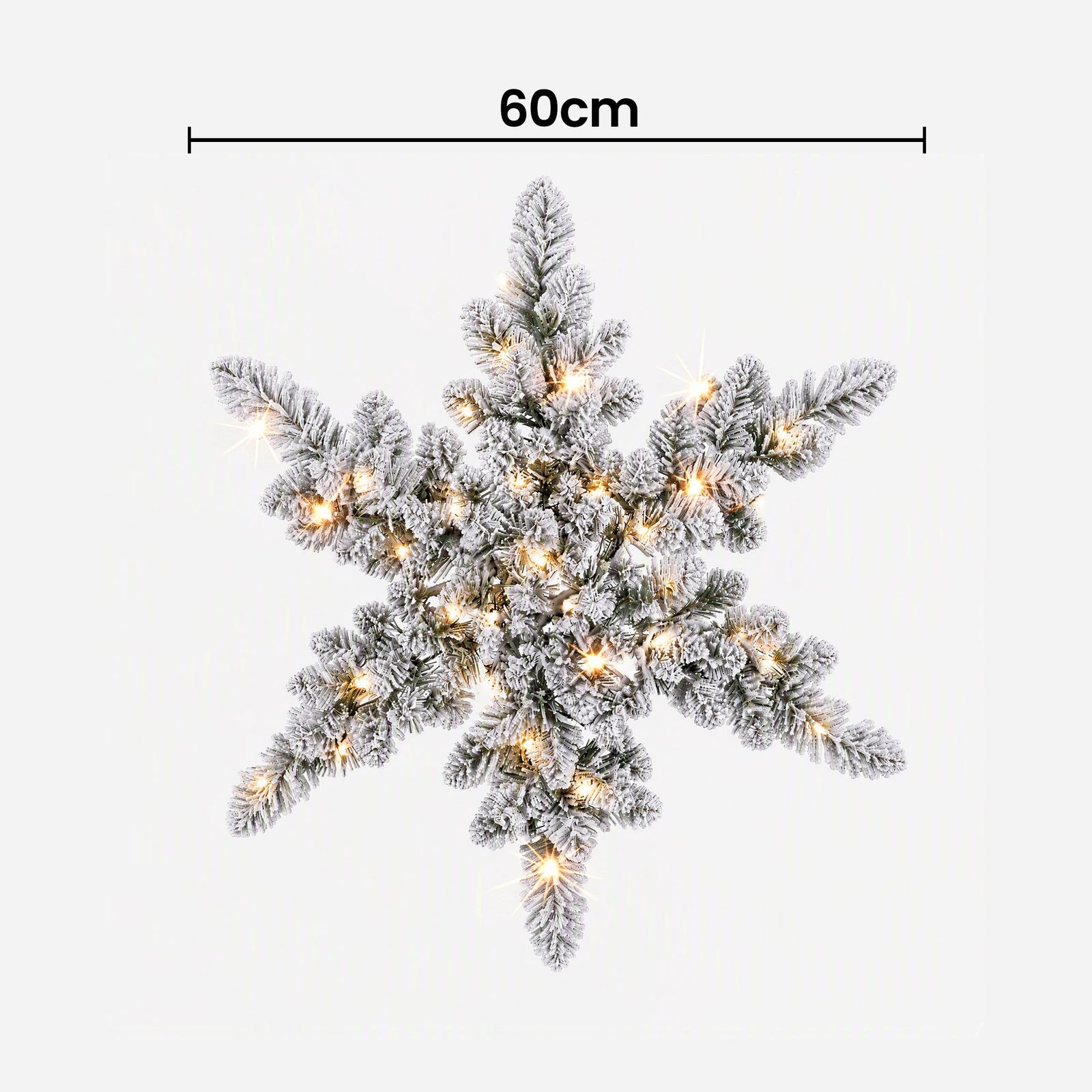 Jingle Jollys 60cm Flocked Snowflake Christmas Wreath Garland Pre-Lit 40 LED Light Decor
