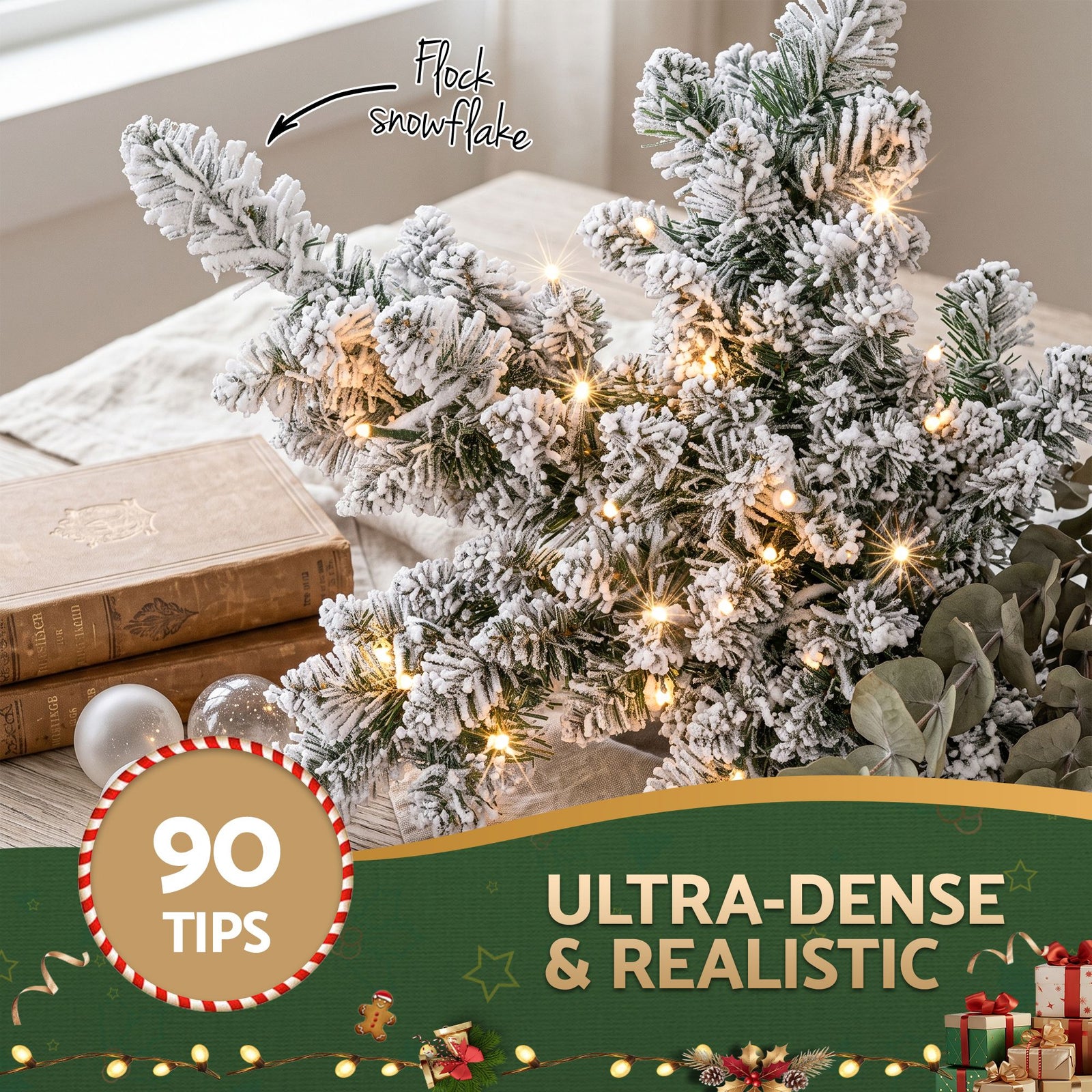 Jingle Jollys 60cm Flocked Snowflake Christmas Wreath Garland Pre-Lit 40 LED Light Decor