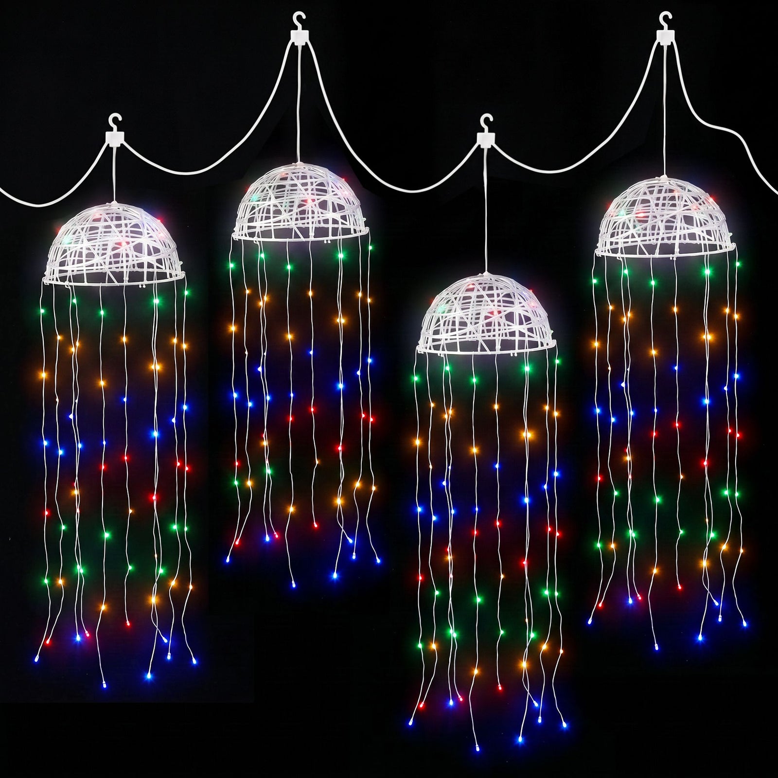 Jingle Jollys Christmas Lights Solar Jellyfish 4Pcs Garden Decorative Multi-Color