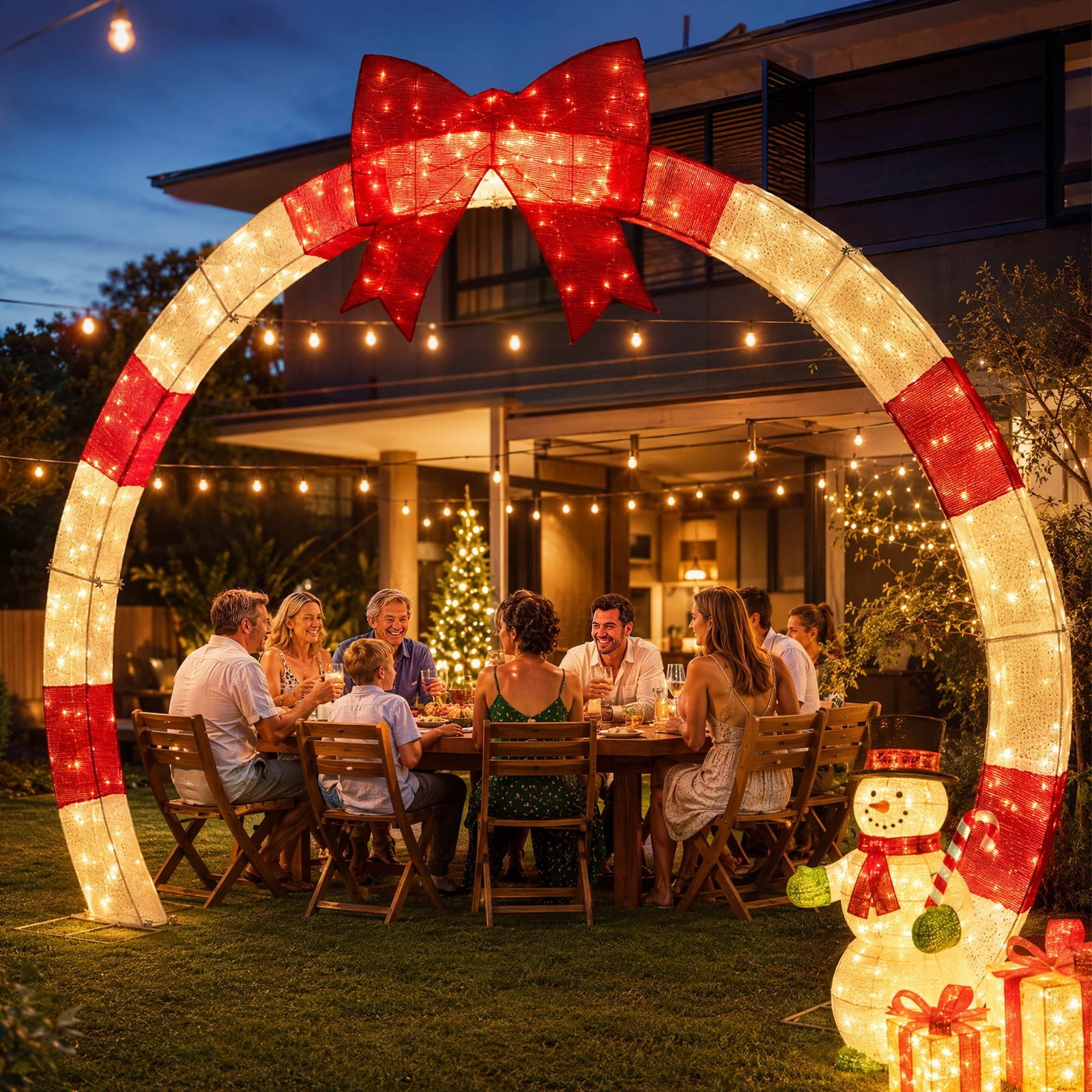 Jingle Jollys 2.5m Christmas Archway Pre-Lit Christmas Arch Warm White LED Outdoor Garden Decoration