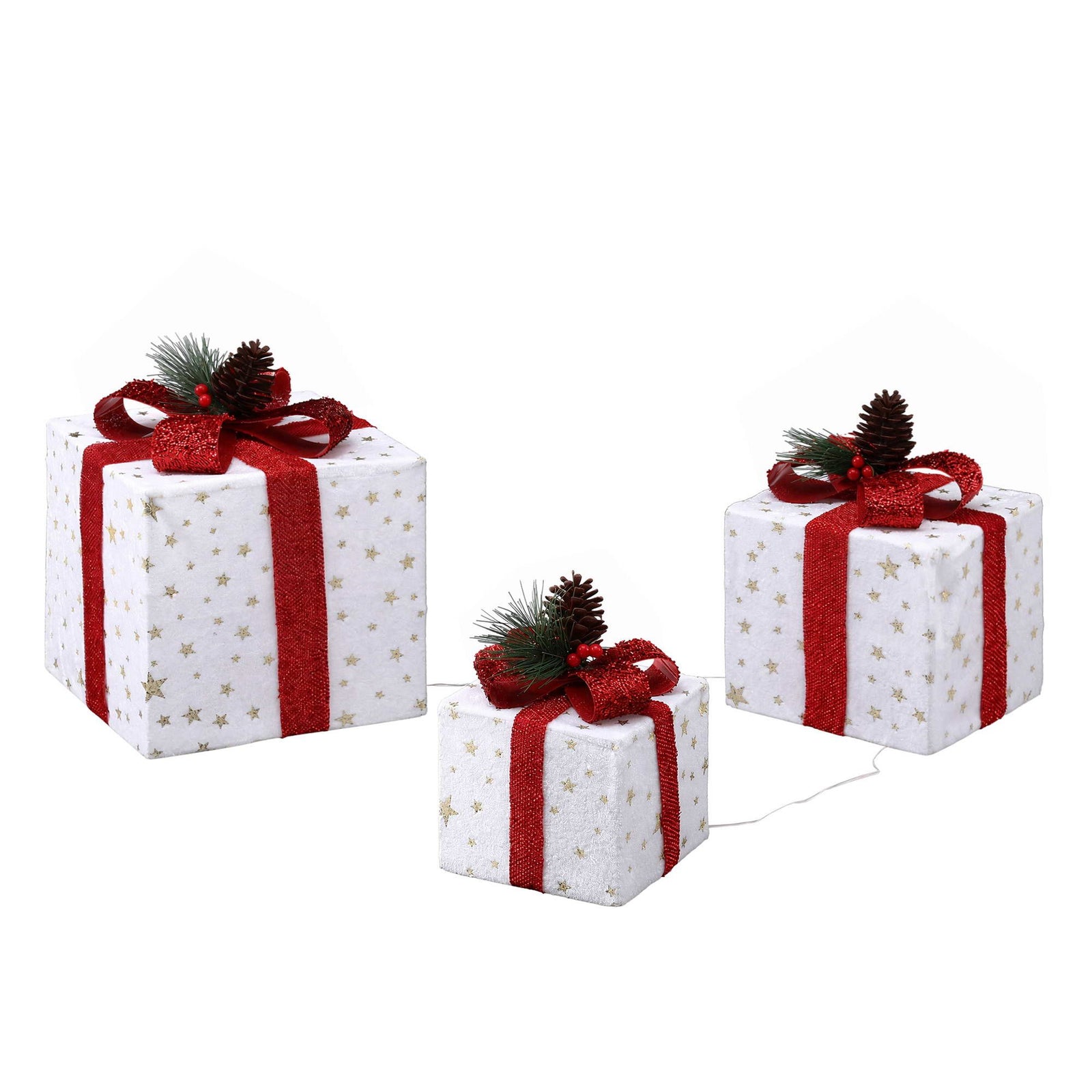 Jingle Jollys Christmas Decorations 3PC Lighted Gift Boxes Christmas Lights