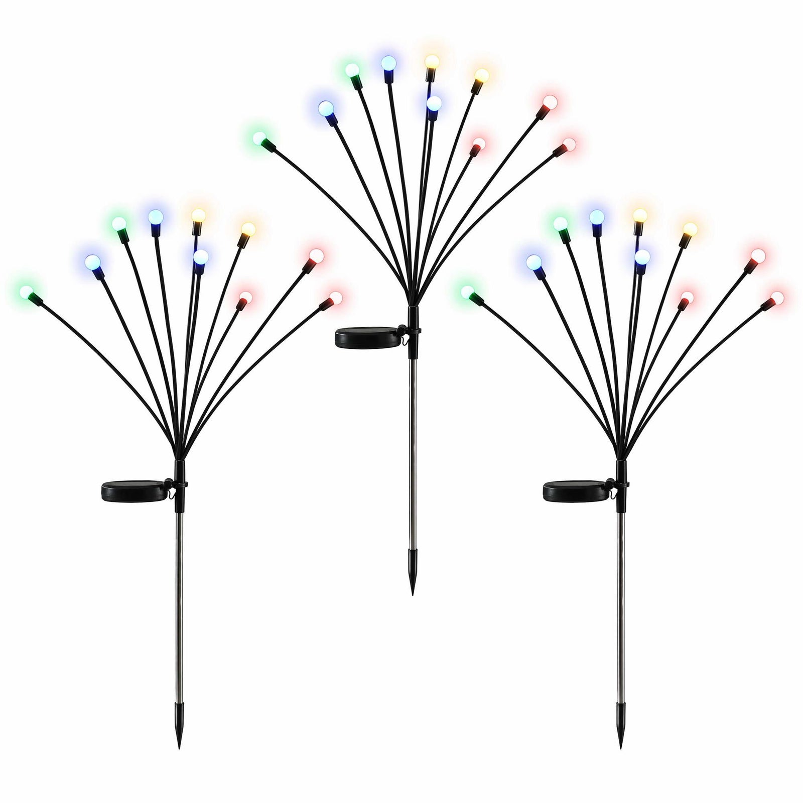 Jingle Jollys Christmas Lights Solar Firefly Lights Garden Decoration Path Lights Multicolour 3 Pack