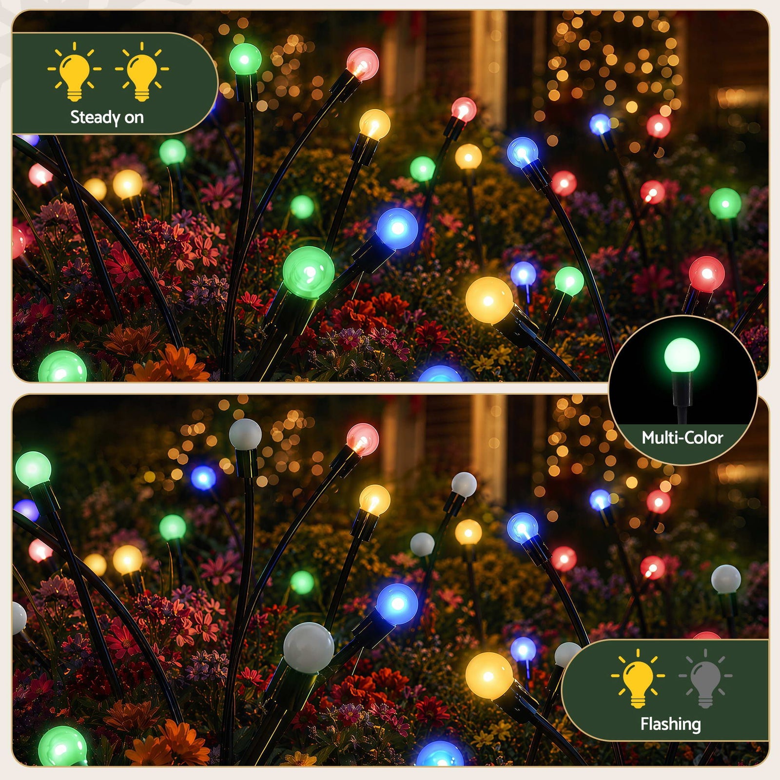 Jingle Jollys Christmas Lights Solar Firefly Lights Garden Decoration Path Lights Multicolour 3 Pack