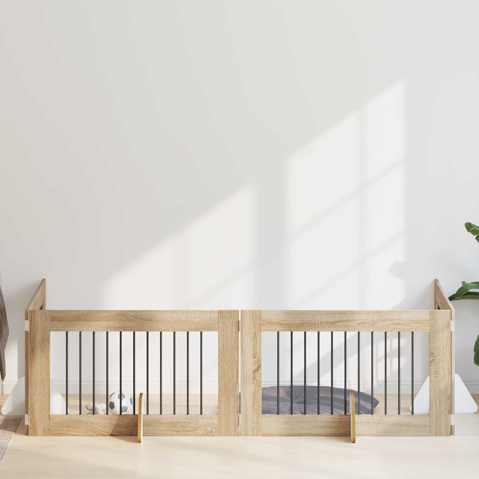 Foldable Dog Gate with Stands 4 pcs Sonoma Oak 401 cm