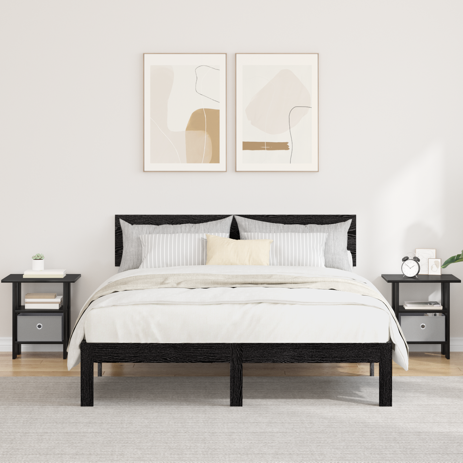 Bedside Table 2 pcs Black Oak 41 x 40 x 45 cm Engineered Wood