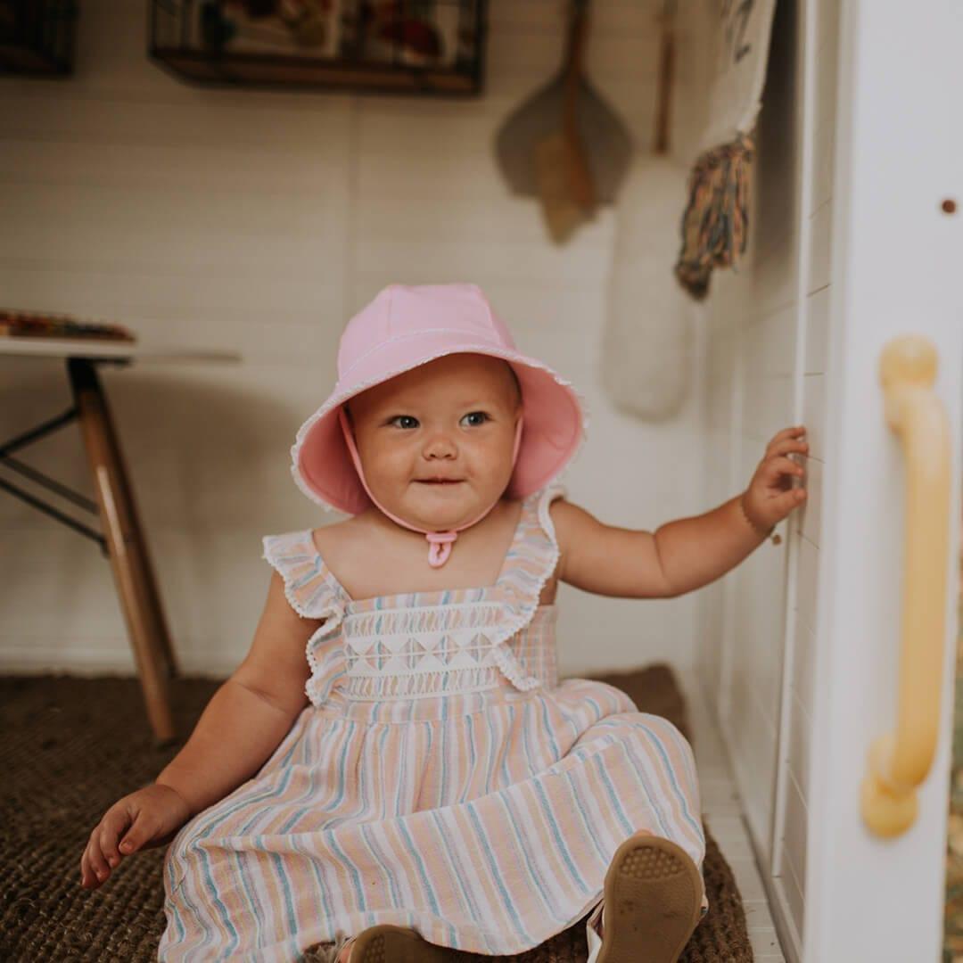 Bedhead Toddler Bucket Hat - Blush Ruffle Trim M-1954803164431650820