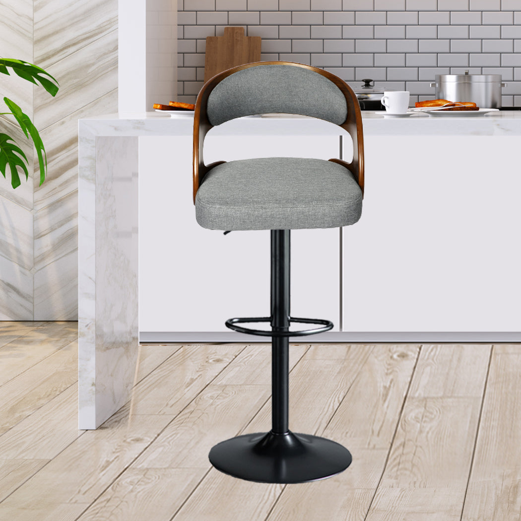 Levede 1x Kitchen Bar Stools Gas Lift Grey-1910113240738828294