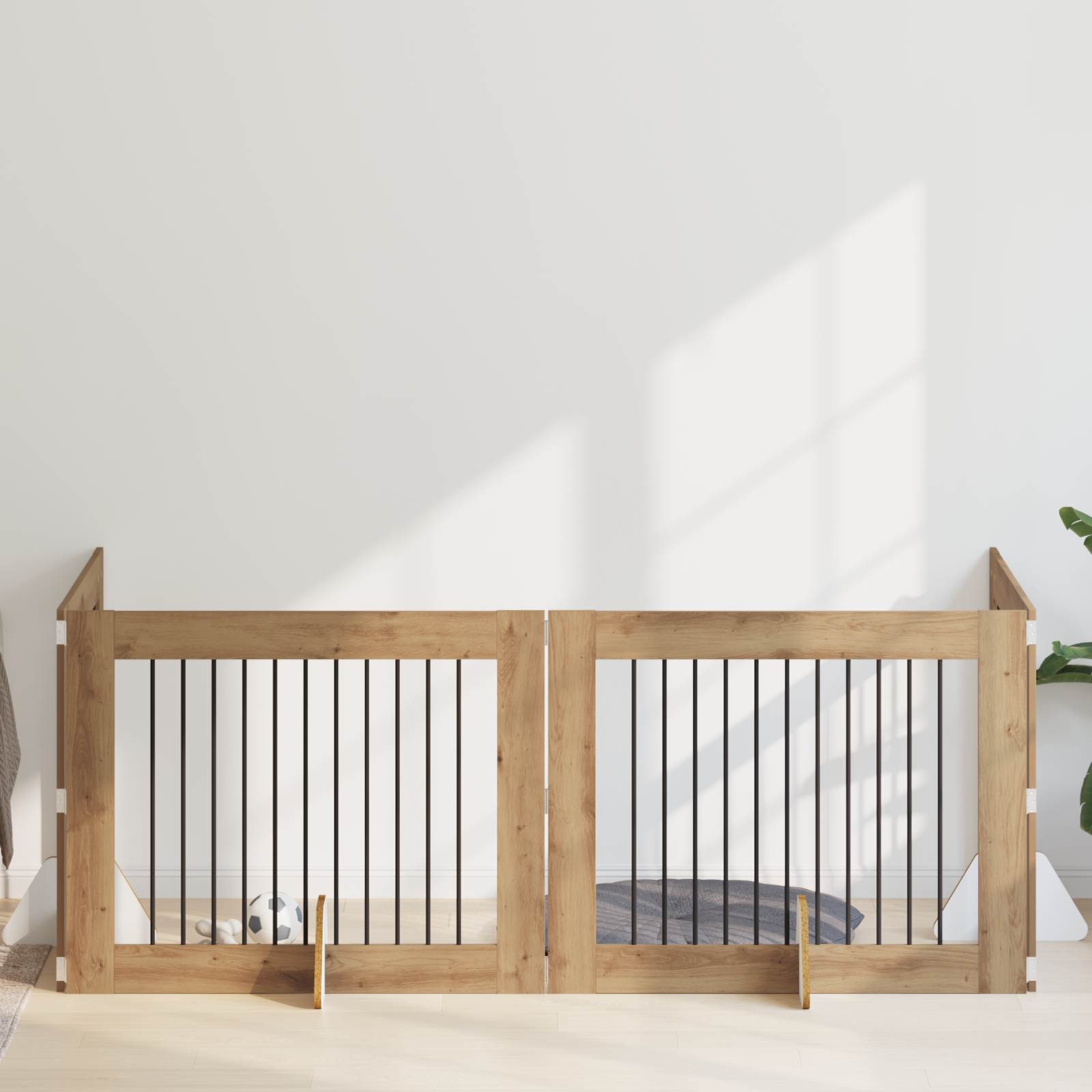 Foldable Dog Gate with Stands 4 pcs Artisan Oak 401 cm