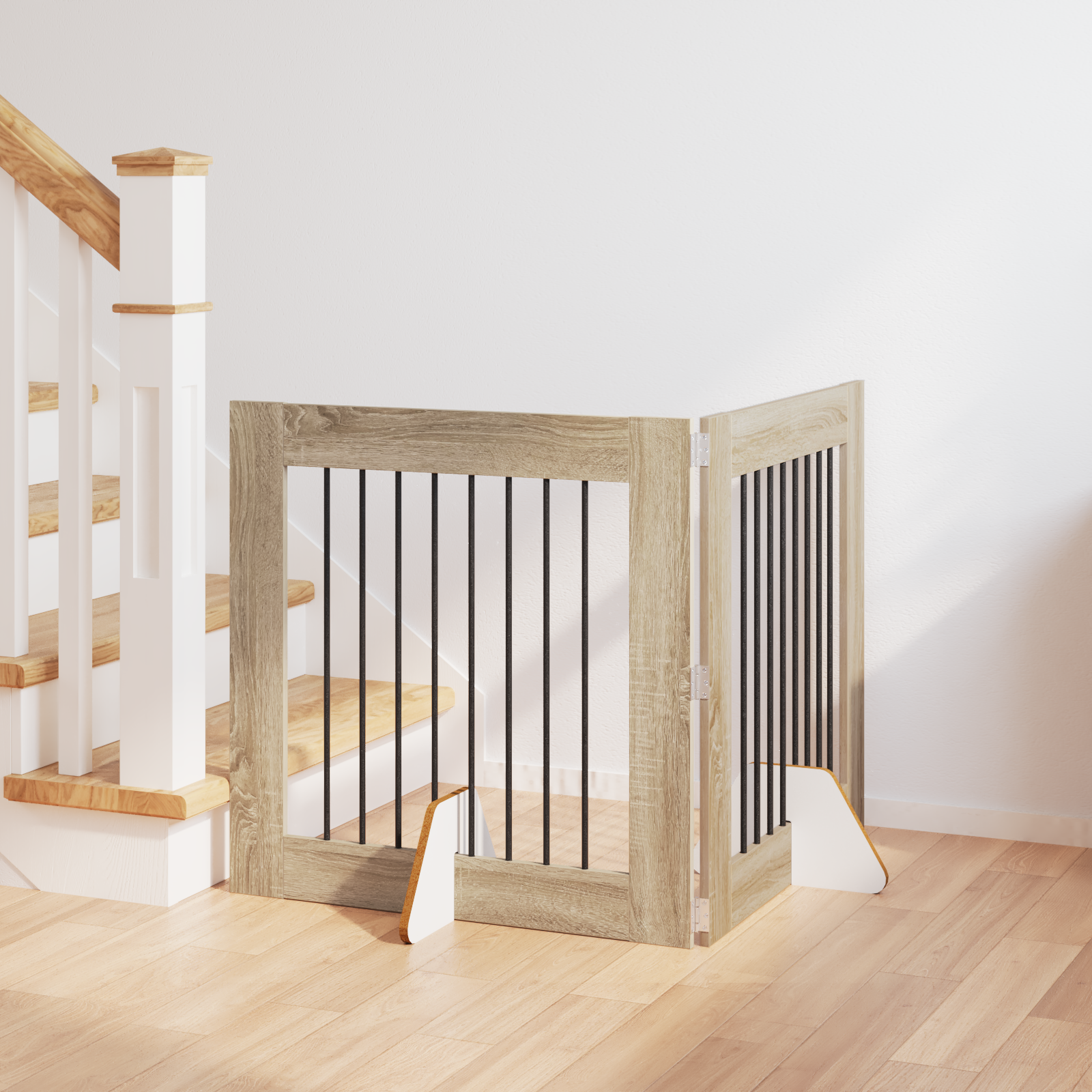 Foldable Dog Gate with Stands 2 pcs Sonoma Oak 160.5 cm