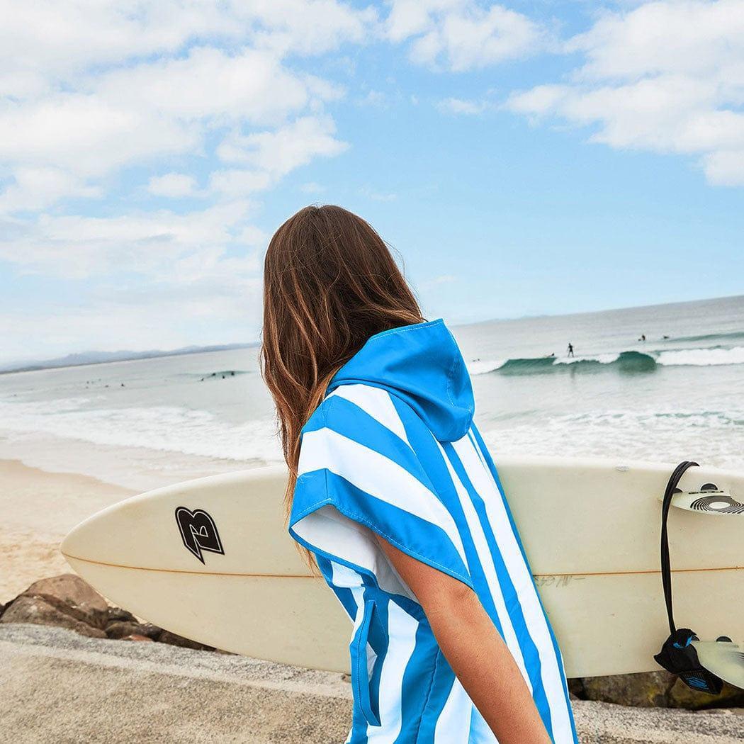Dock & Bay Adult Poncho Hooded Towel | Cabana Collection | Bondi Blue M-1954802356940050432