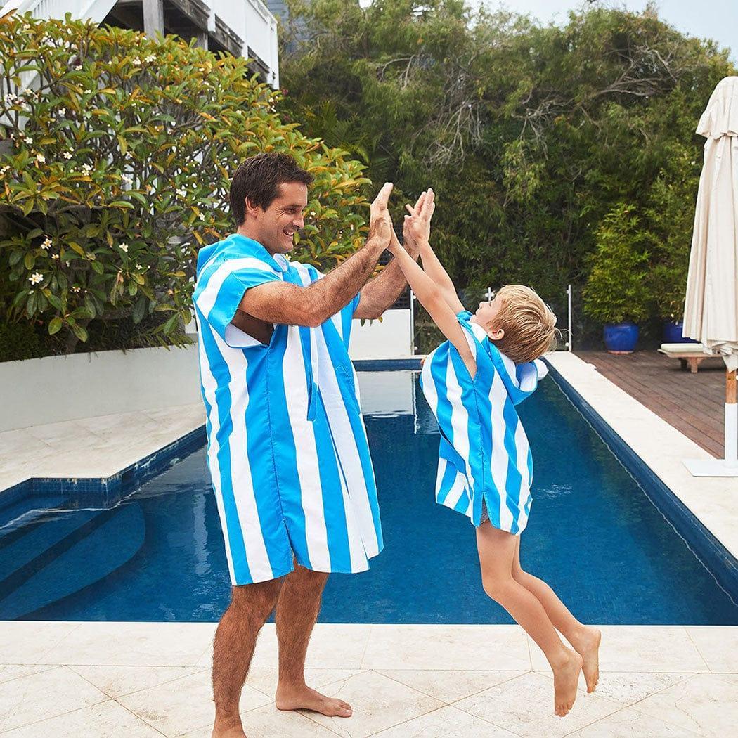 Dock & Bay KIDS Poncho Hooded Towel -Mini Cabana Collection-Bondi Blue XS (2-4yrs)-1954802358764572674