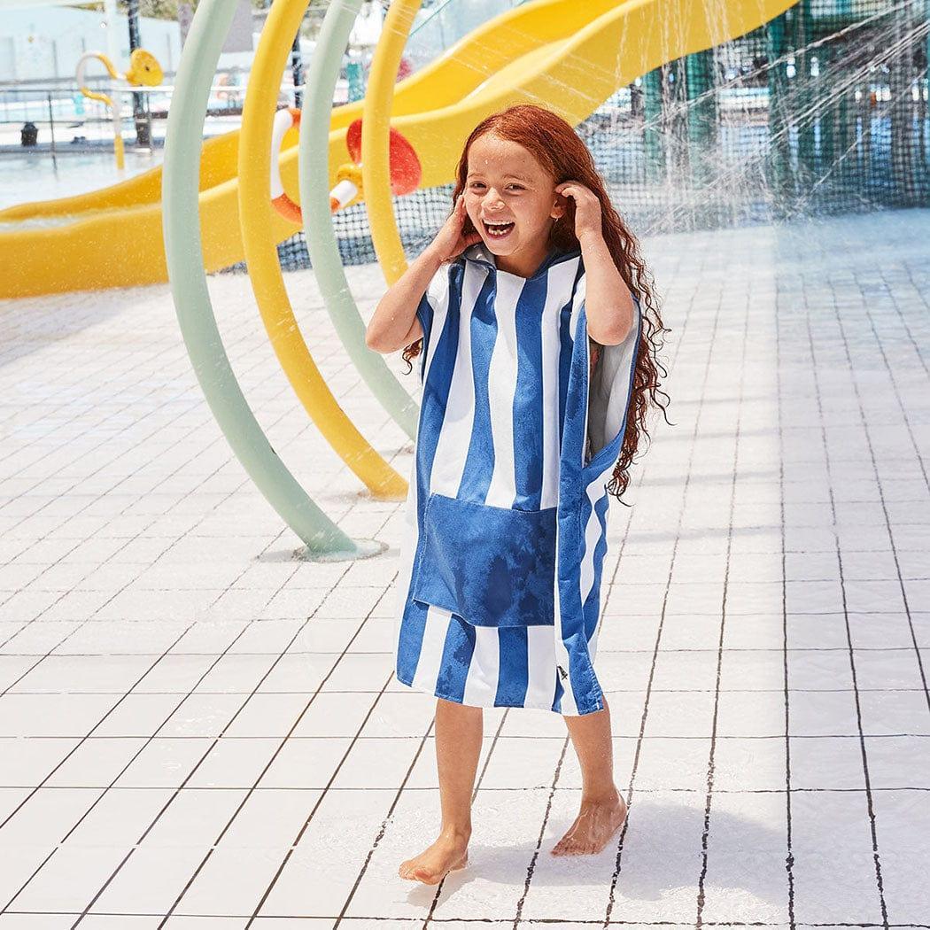 Dock & Bay KIDS Poncho Hooded Towel -Mini Cabana Collection-Whitsunday Blue M (8-10yrs)-1954802358210924545