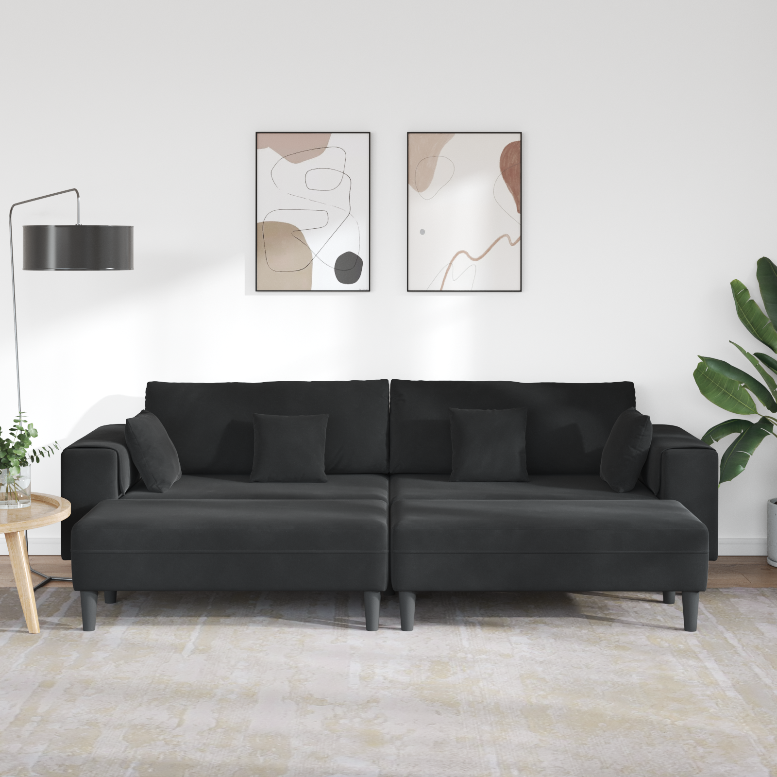 Sofa 3 pcs Black 250 x 188 x 76 cm Velvet
