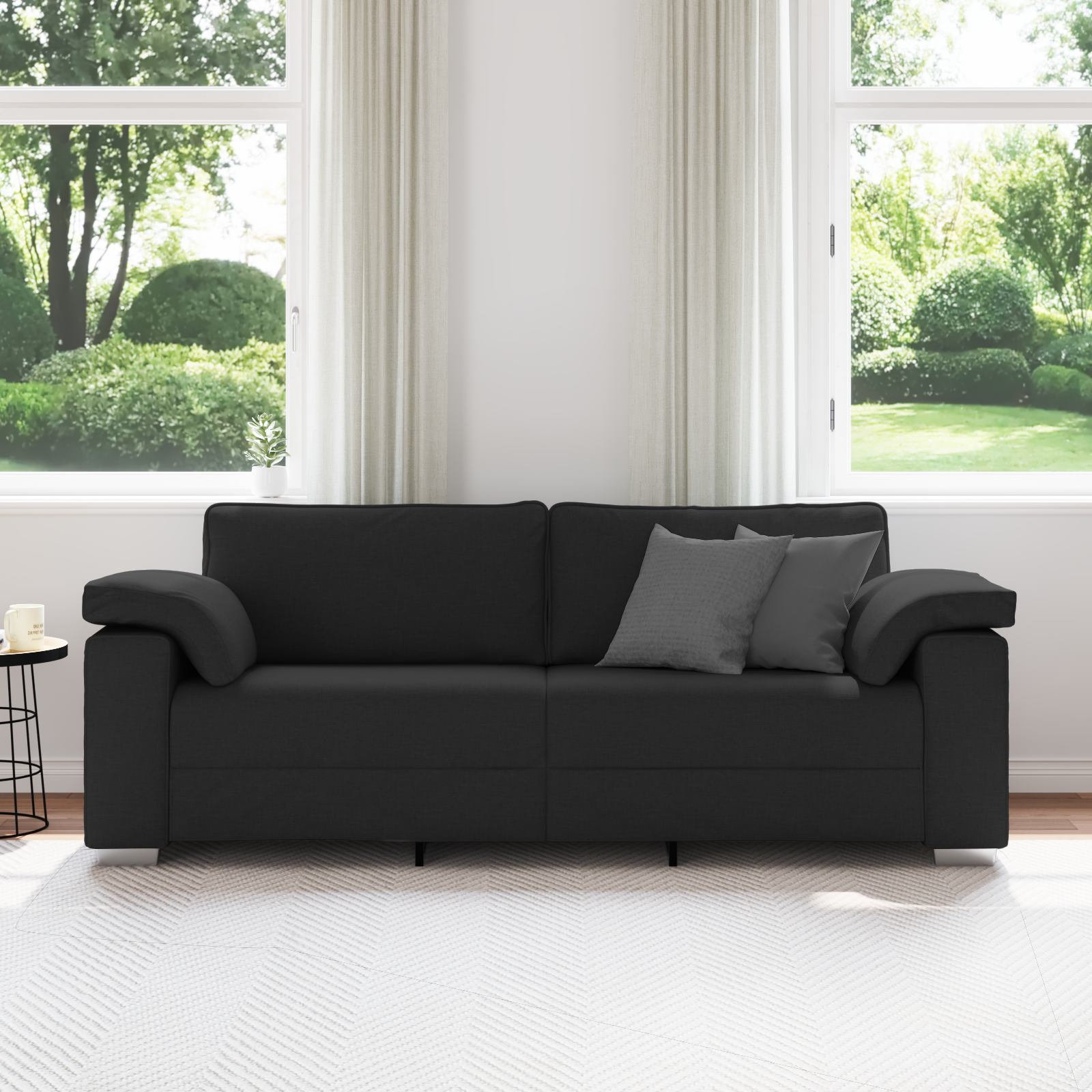 3-Seater Sofa Black 220 cm Fabric