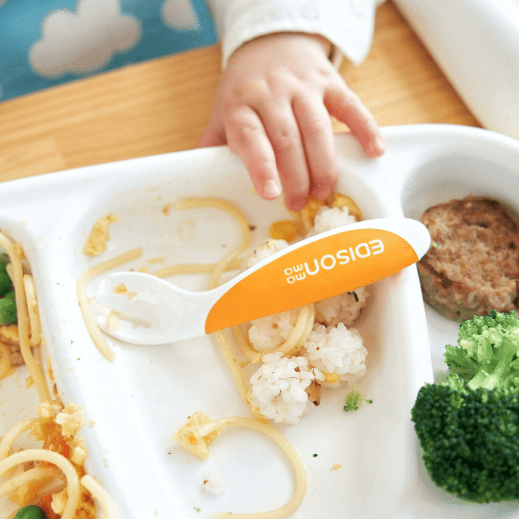 EDISON mama ForkSpoon Beginner SetOrange left Handed-1954803102615998466