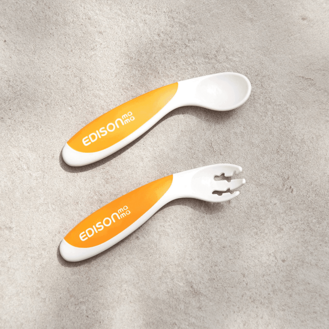 EDISON mama ForkSpoon Beginner SetOrange left Handed-1954803102615998468