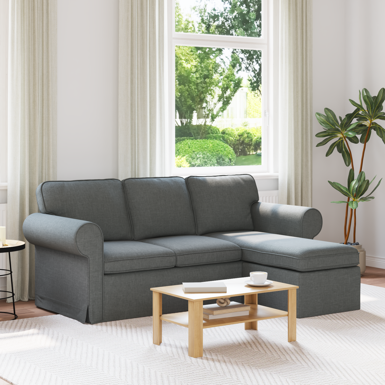 Sofa Dark Grey 195 x 138 x 80 cm Fabric