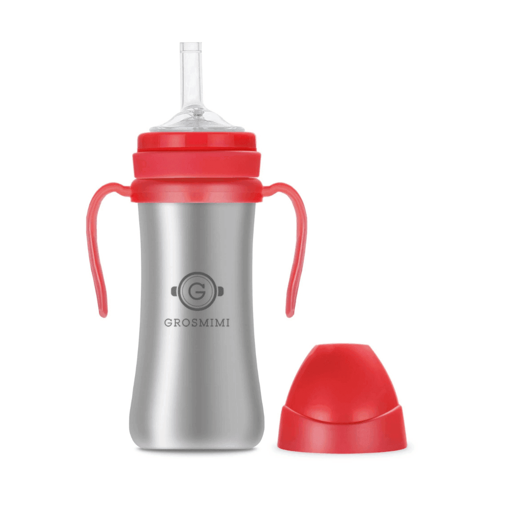 Grosmimi Dark Stainless Straw Cup 300ml White-1954803141711106057