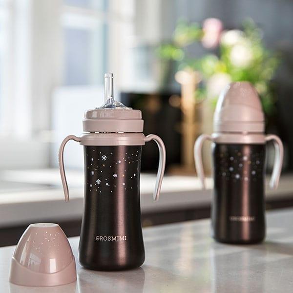 Grosmimi Dark Stainless Straw Cup 300ml White-1954803141711106049