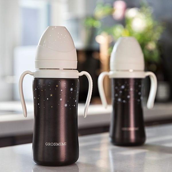 Grosmimi Dark Stainless Straw Cup 300ml White-1954803141711106050