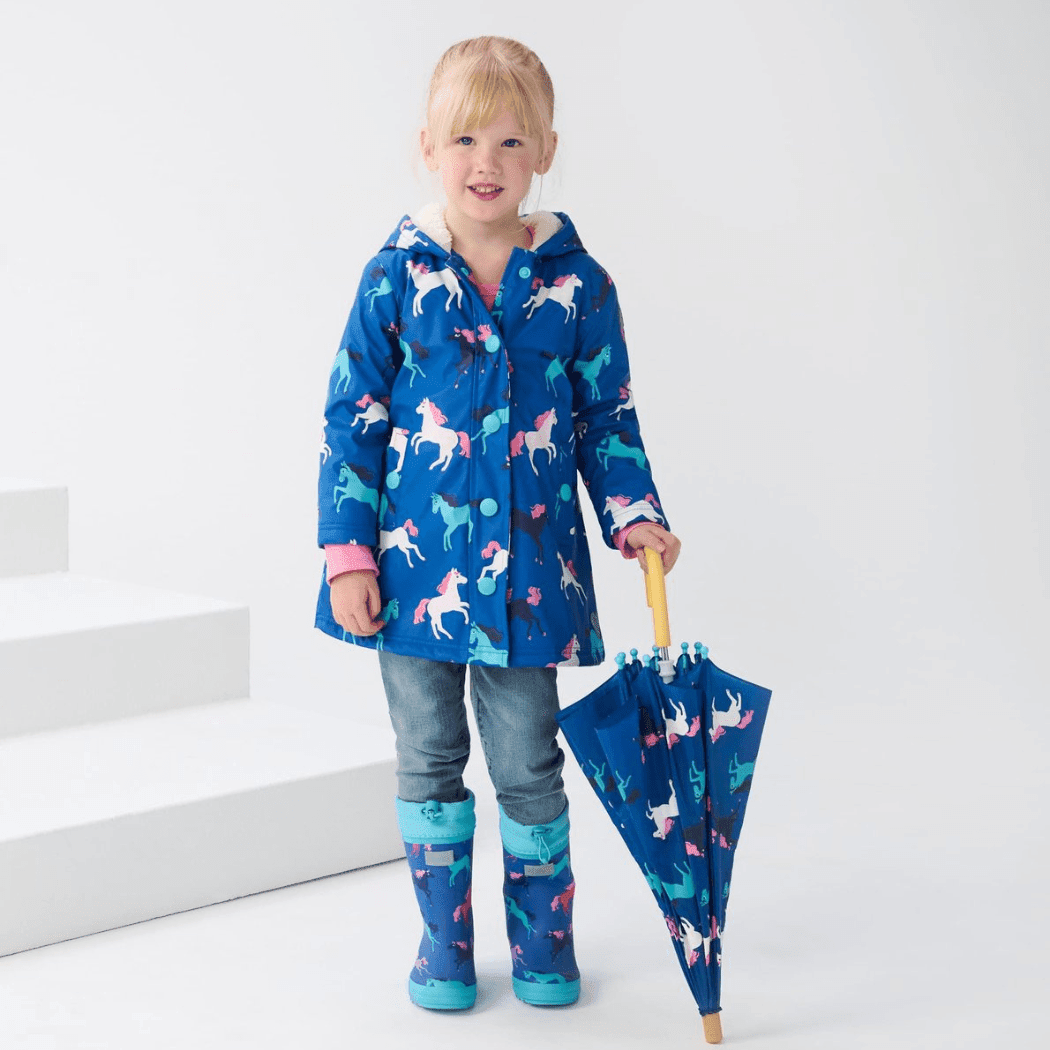 HATLEY Sherpa Lined Splash Rain Jacket | Prancing Horses Size 3-1910112140325425155