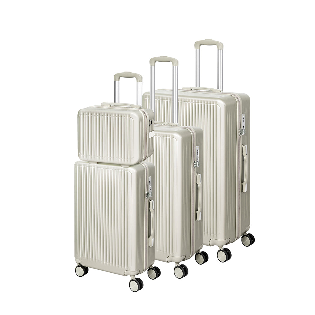Slimbridge Luggage Suitcase Trolley White 4pc 14"+20"+24"+28"-1910112845832523776