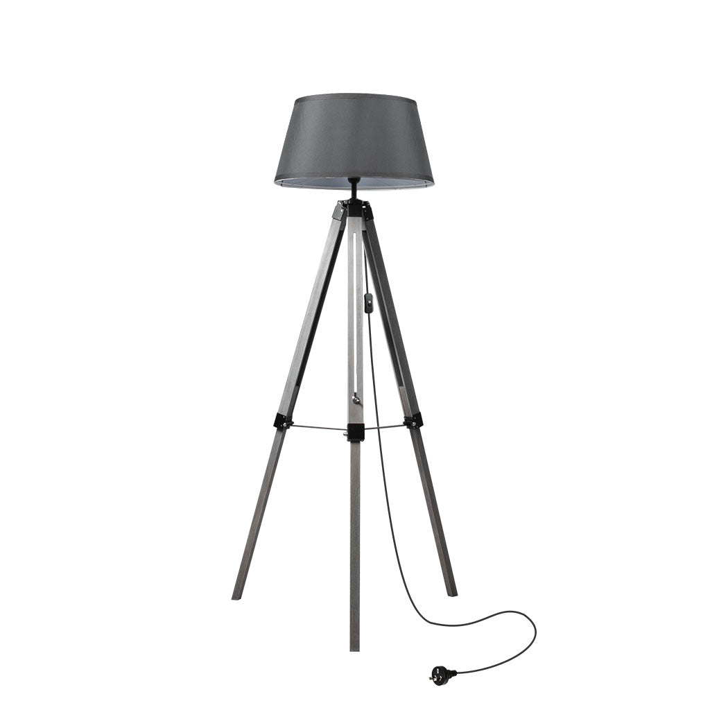 EMITTO Tripod Wooden Floor Lamp Shaded Grey-1954802835606605824