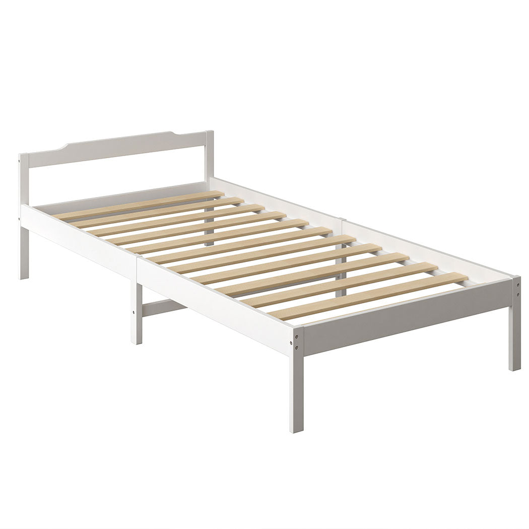 Levede Wooden Bed Frame Single Size White-1954802925587009536