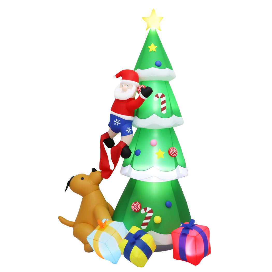 Santaco Inflatable Christmas 2.4M Xmas Tree Santa Claus-1973194174362685440