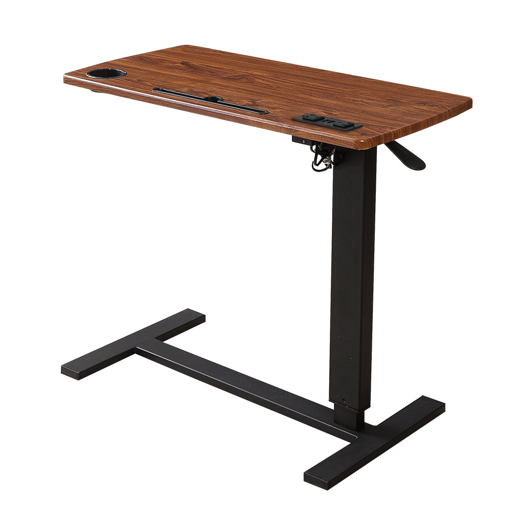 Levede Mobile Standing Desk Foldable Brown Fold-1954802680476078080