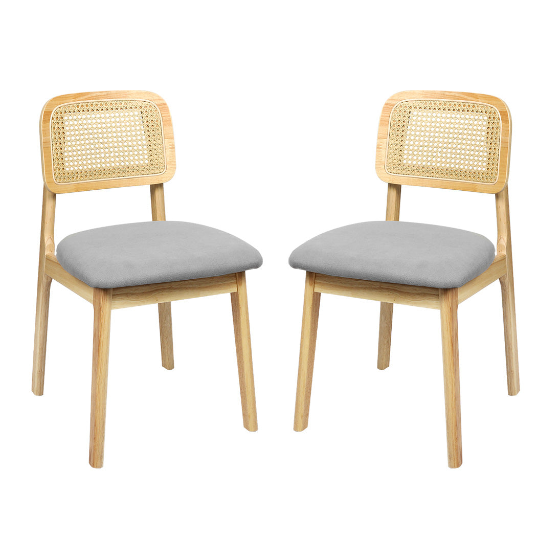Levede 2x Dining Chair Wood Rattan Armless Natural-1954802459243319296