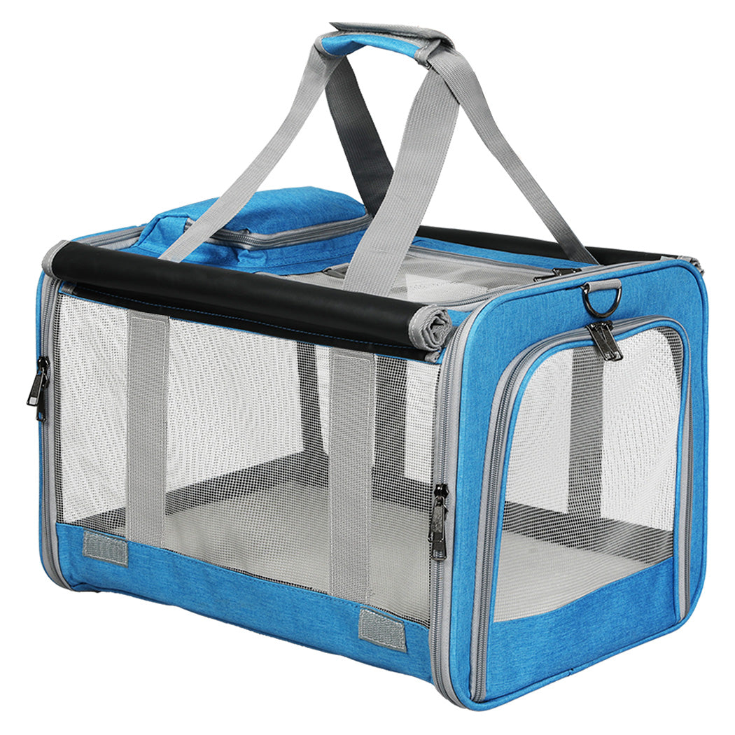Pawz 3 in 1 Pet Soft Crate Dog Cat Carrier M Size Blue-1954802465836765184