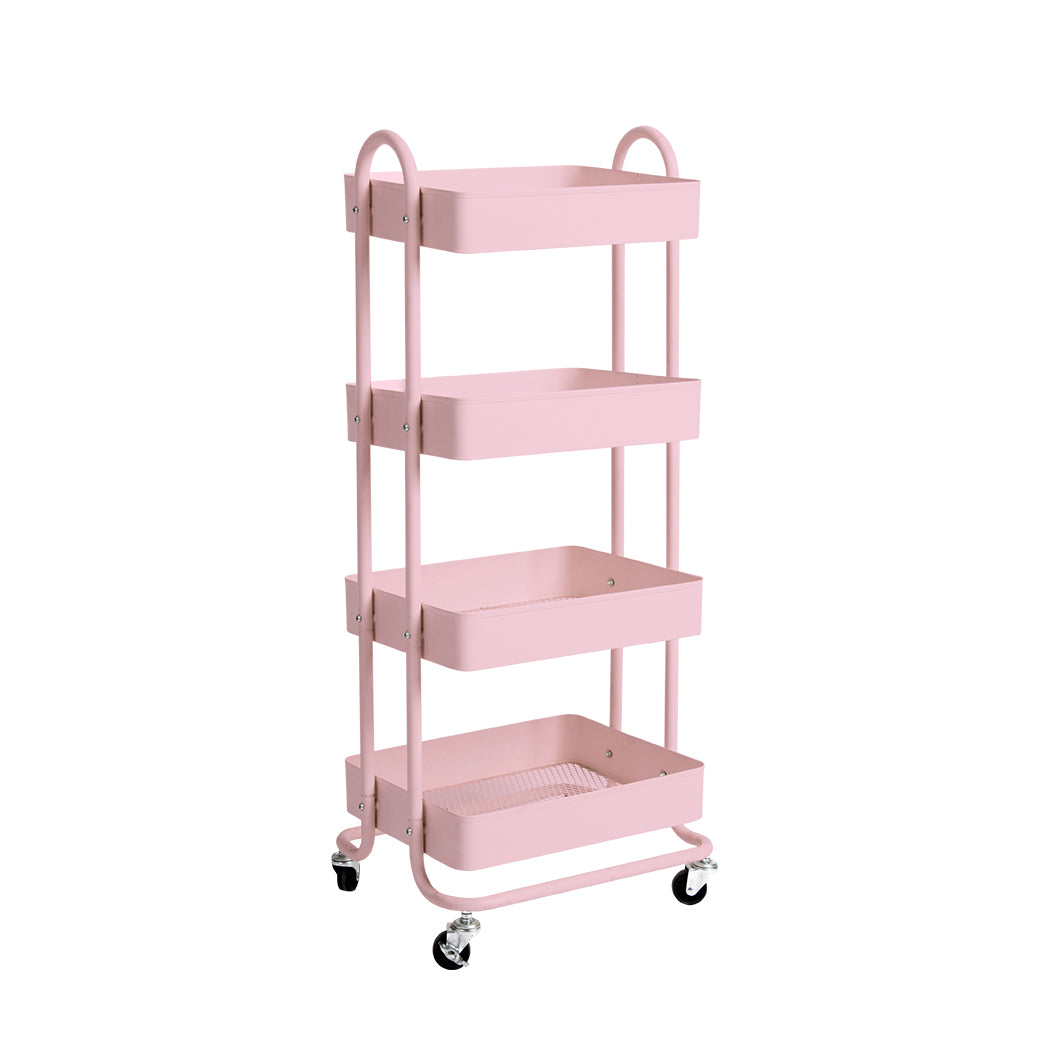 Levede 4 Tiers Kitchen Trolley Cart Pink-1954802729260027904